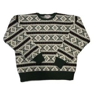 GAP Clothing Co. VTG 80's Multicolor Digital‎ Snowflake Stripe Sweater Mens Sz M